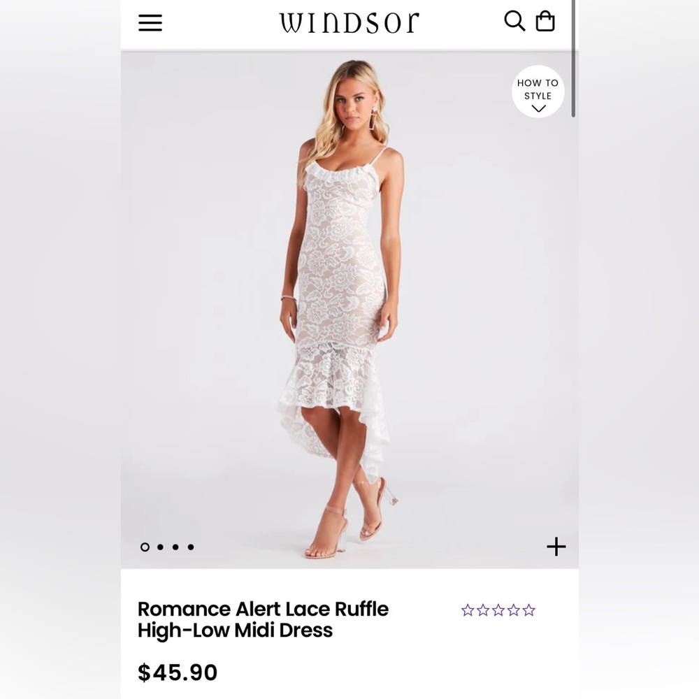 Brand New Windsor Romance Alert Lace Ruffle High-Low Midi Dress